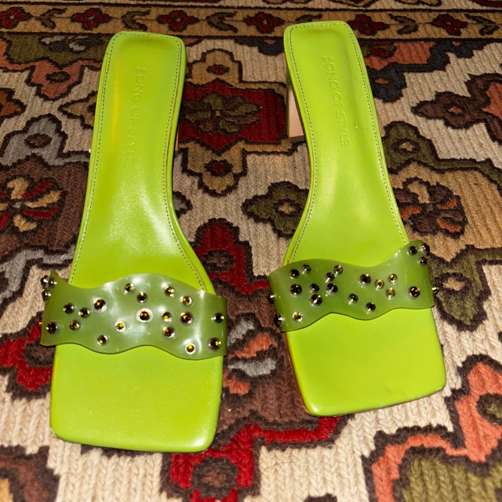 Song of Style Lime Green Studded Women's Sandals
